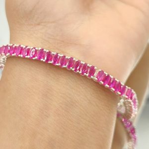 Oval Shape Ruby Tennis Bracelet