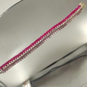 Oval Shape Ruby Tennis Bracelet