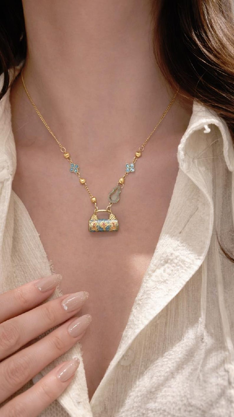 Enamel Lock Necklace