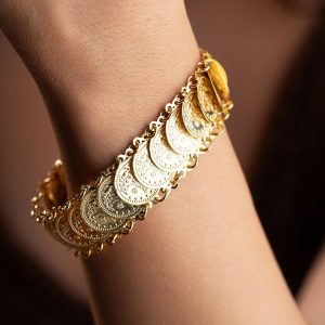 Gold Plated Quarter Coin Silver Bracelet