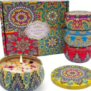 4-Piece Scented Candle Set: Jasmine, Sandalwood, Freesia, Rose Aromatherapy Candles