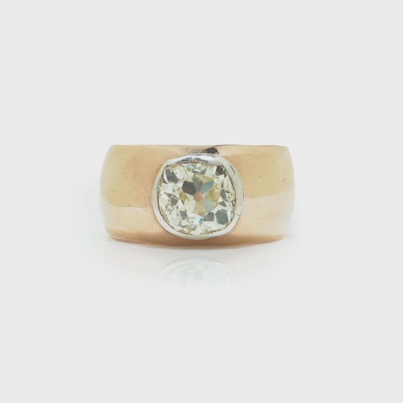 Antique Russian Old Cushion Cut Diamond Ring