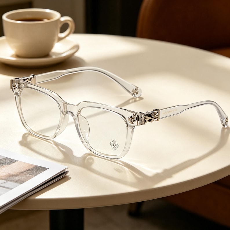 Gothic Cross Glasses Frame Vintage Punk Eyewear, Clear Square Glasses Frame, Transparent Eyeglasses