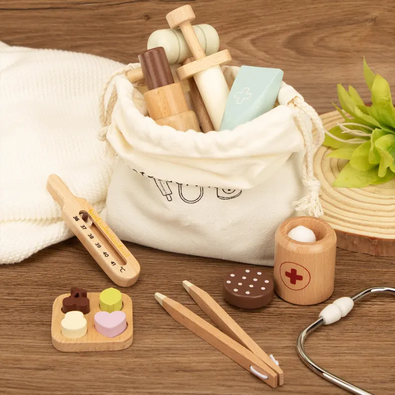 Personalized Wooden Doctor Pretend Play Toy,Custom Name Engraved Kids