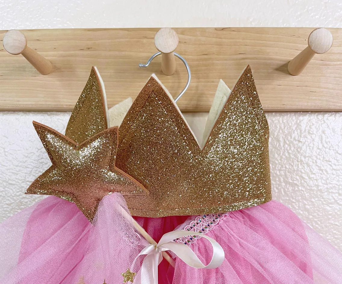 Child's Gold Glitter Adjustable Princess Crown | Dress Up | Pretend Play