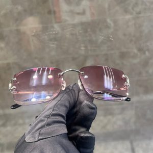 Cartier Rimless Glasses With Factory Pink Lenses / CT0010RS 001