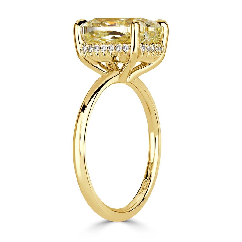 Cushion Cut Yellow Moissanite Ring