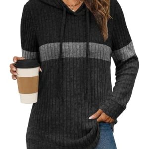 Ribbed Knit Hoodie Sweater