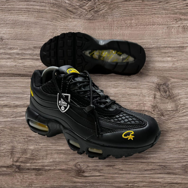 Corteiz Air Max 95 Black Yellow Logo Sneakers | Limited Edition