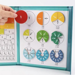 Wooden Montessori Fraction Book with Magnetic Pieces - Math Teaching Aid for Kids