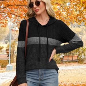 Ribbed Knit Hoodie Sweater