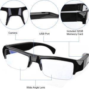 Glasses with 1080P HD Wearable Glasses，Portable Outdoor Sports Camera Eye Glasses for Biking,Hunting, Hiking Shooting Included 32G TF Card
