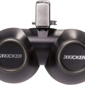 Kicker 45KMTDC65 Marine Tower Speakers with Swivel Clamps & 45KM654L Speakers Charcoal Grills with Black Enclosures