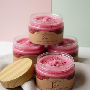 Rose Magnesium Sugar Body Scrub: Exfoliating Spa Gift (150g)