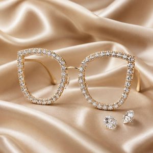Luxury Rhinestone Cat Eye Glasses | Bling Diamond Eyewear for Women | Glam Party Fashion Frames