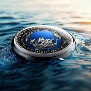 CIGA Design Mechanical Automatic Watch Blue Planet II·Atlantic, Round Stainless Steel Case, Earth-Like dial Design, Luminous Version, Premium Fluororubber Strap Watches Gifts for Men and Women Visit the CIGA D