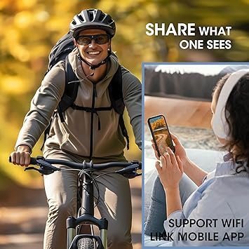 Li&Lu Sport Camera with WiFi, Camera Sunglasses for Outdoor Sports Supports iOS&Android (64GB TF Card Included)