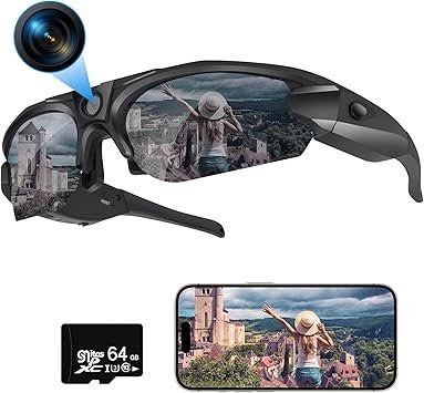 Li&Lu Sport Camera with WiFi, Camera Sunglasses for Outdoor Sports Supports iOS&Android (64GB TF Card Included)