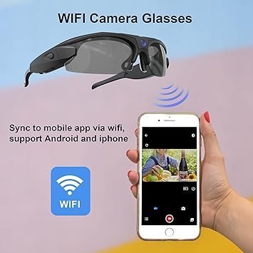 WiFi Camera Sunglasses, 4K Video Glasses HD 1080P with Polarized UV 400 Lens for Cycling, Camping, Driving,Traveling(Include 32GB Card)