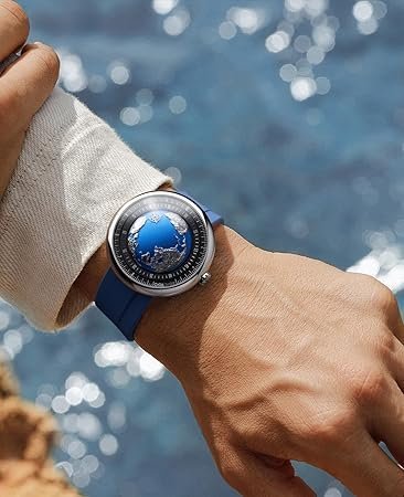 CIGA Design Mechanical Automatic Watch Blue Planet II·Atlantic, Round Stainless Steel Case, Earth-Like dial Design, Luminous Version, Premium Fluororubber Strap Watches Gifts for Men and Women Visit the CIGA D