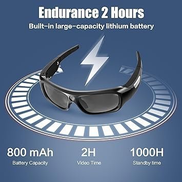 4K 2160P FHD Sports & Action Video Camera, Camera Sunglasses with UV400 Protection Polarized Lenses+Clear/Dazzle Yellow Lens for for Outdoor Sports(64GB TF Card Included)