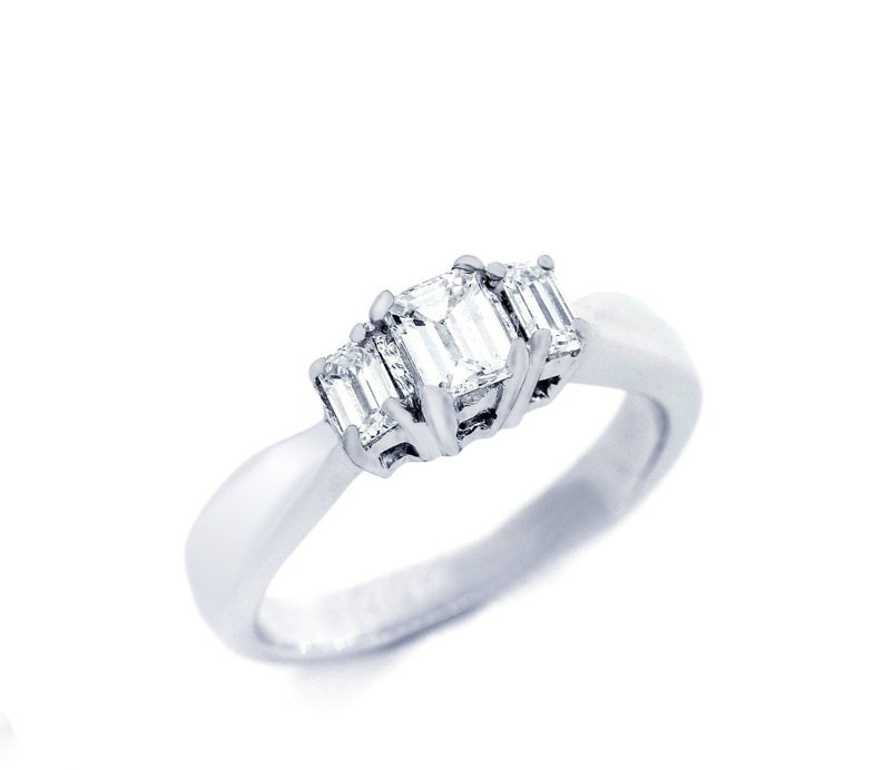 Emerald Cut Diamond Trio Ring