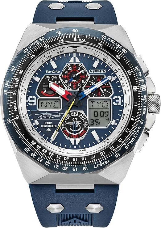 Citizen Men's Eco-Drive Promaster Sikorsky Watch, Blue Dial, Blue Rubber Strap, Atomic Timekeeping (Model: JY8156-00L)