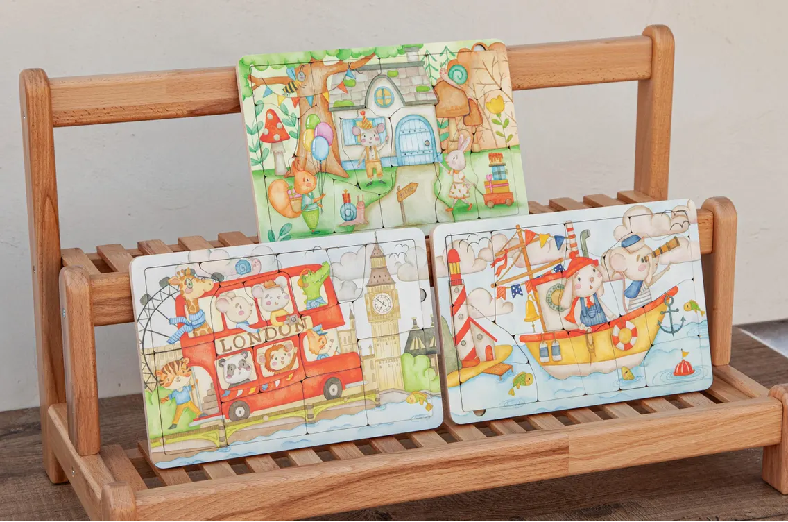 Emotional Learning Puzzle Set for Kids 3+, Montessori Daily Life Toy, Mouse Story Puzzles