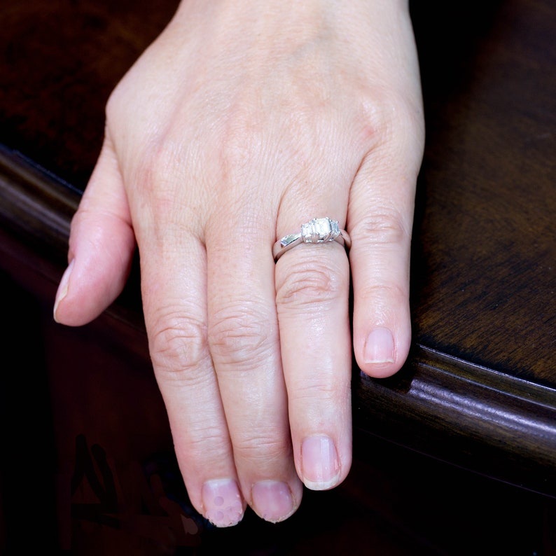 Emerald Cut Diamond Trio Ring