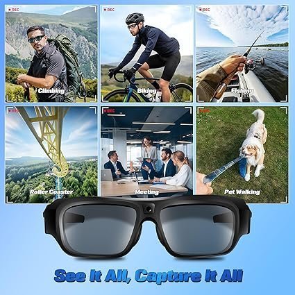 2025 Upgrade Camera Glasses 4K, Smart Glasses Camera for Men Women, Smart Sunglasses with UV400 Protection, Video Glasses for Outdoor Activities, Hiking, Cycling, Riding, Climbing, Driving