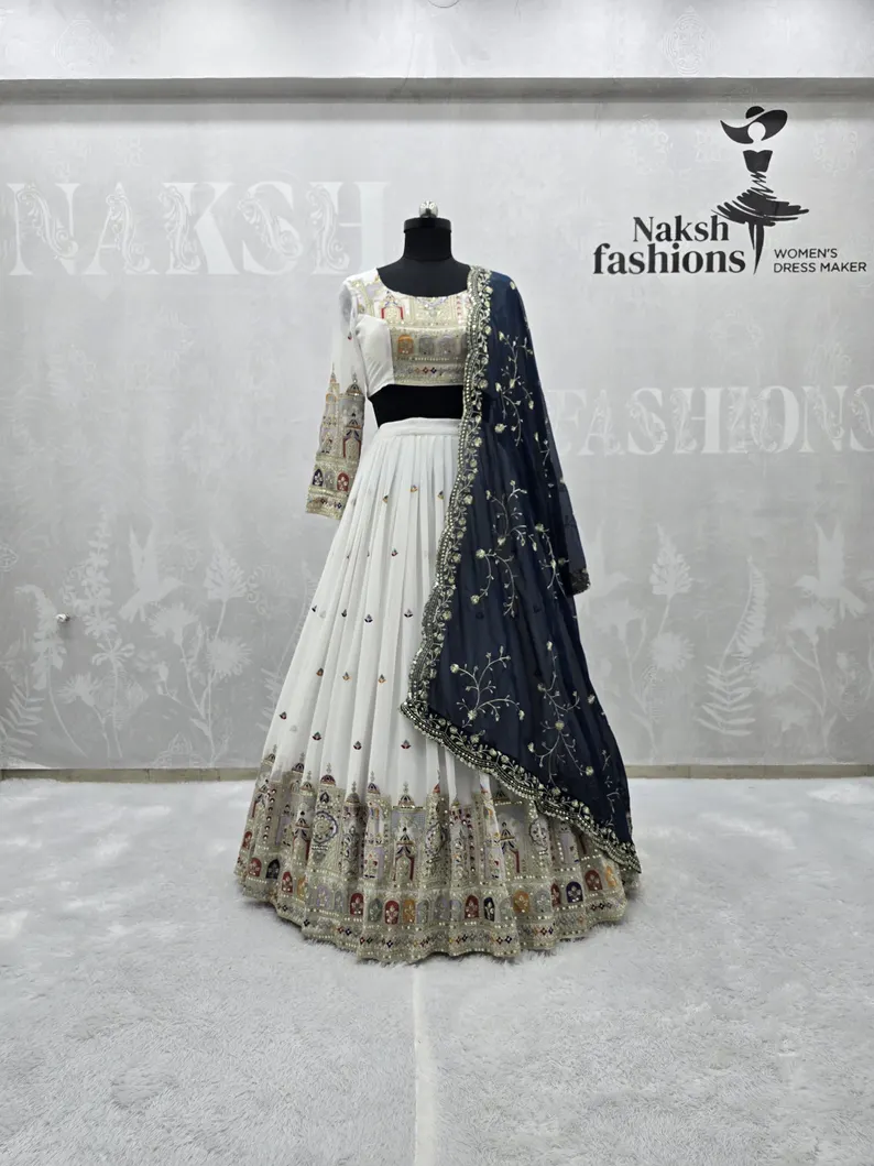 Wedding Wear White Lehenga Choli