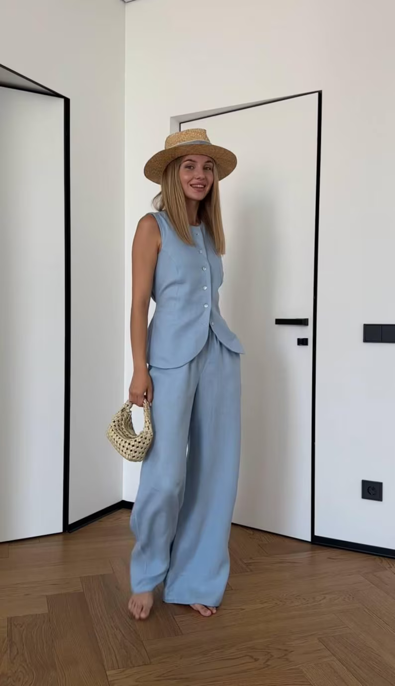 Natural linen suit