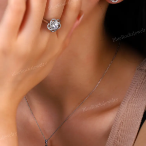 Unique Infinity Knot Moissanite Jewelry Set,