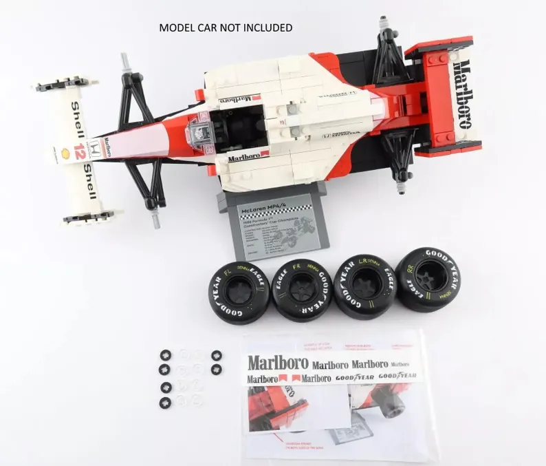 LEGO ICONS Ayrton Senna F1 McLaren Mp4/4 Replacement wheels Tires and Stickers 10330