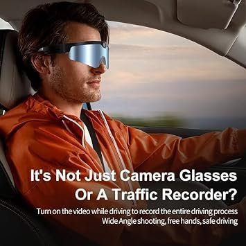 4K Camera Glasses, 2025 AI Smart Sunglasses with 128GB Memory Card, Video Glasses with UV Protection for Outdoor Activities & Travel, Sports & Action Video Cameras- XV15 White Frame